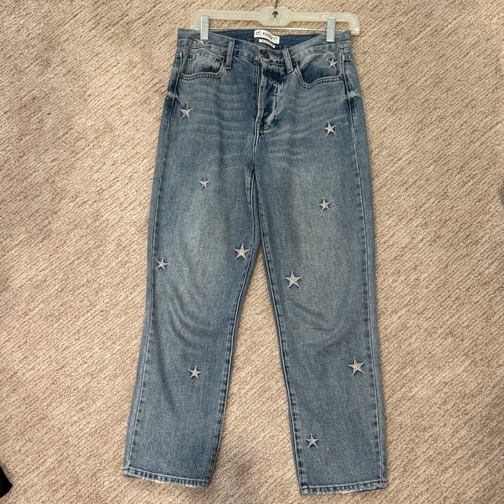 Star Embellished Blue Jeans